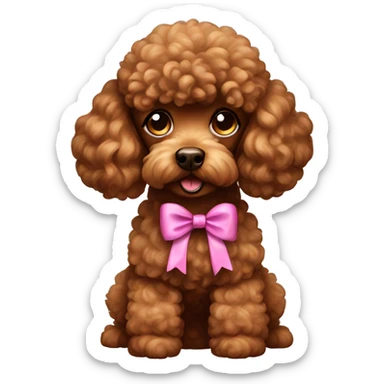 brown poodle with bow sticker