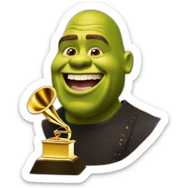 shrek ganando un grammy sticker