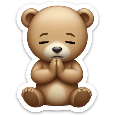 Teddy bear praying with closed eyes sticker
