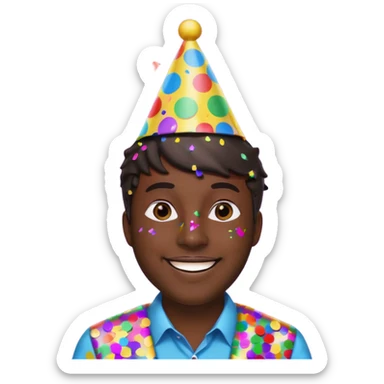 Diversión hombre moreno solo cabeza con bonete y confetis  sticker