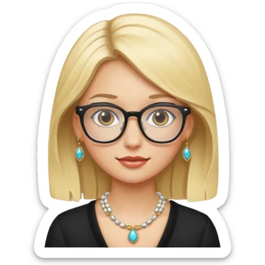 blonde girl with glasses and jewelry sticker