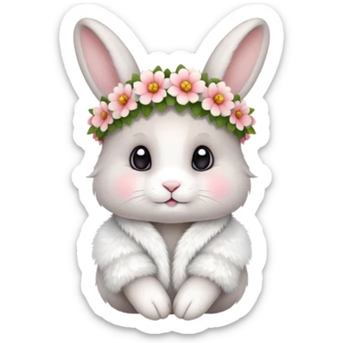 cute rabbit wearing clothes and flower crown sticker