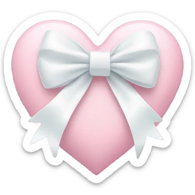 Pastel pink heart with white bow sticker