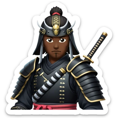 A dark samurai, black armor reflecting the moonlight, katana drawn sticker