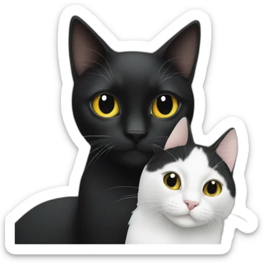 Black cat and white cat sticker