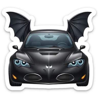 a black car with bat wings sticker