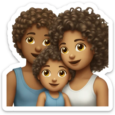 3 siblings 1 baby boy 2 girls curly hair sticker