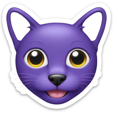 A purple cat-dog emoji sticker
