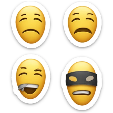 A emoji With a mask  An emoji with a happy emotion disguised with a sad mask  sticker