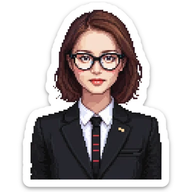 business lady with black rimmed glasses sticker