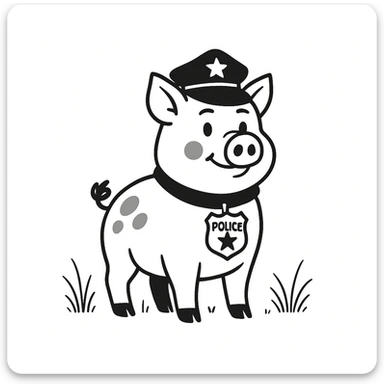 Make the wild pig appear as a police officer, keeping the hand drawn doodle style. sticker
