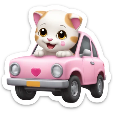Baby calico car with a big pink heart happy sticker