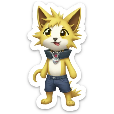 Anthro Sona Fakemon with a spiked collar Full Body sticker