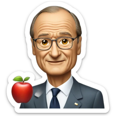 Jacques Chirac with an apple sticker