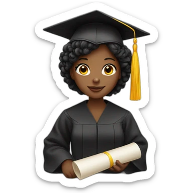 Black girl graduating with certificate  sticker