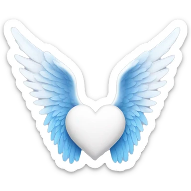 Angel wings with blue and white heart sticker