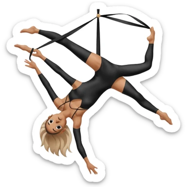 Acrobacias aéreas en tela mujer blanca con negro  sticker