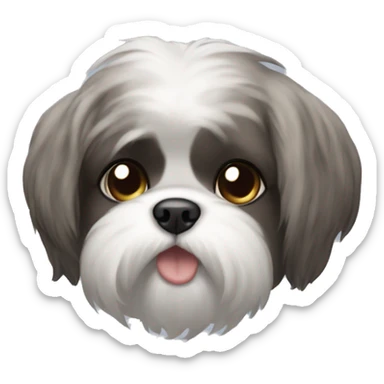 A white Shitzu with brown on her mouth, and a little bit of dark grey fur on her eyes and ears. sticker