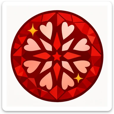 convert this image into a round diamond hearts and arrows cut emoji, red version, emoji style sticker