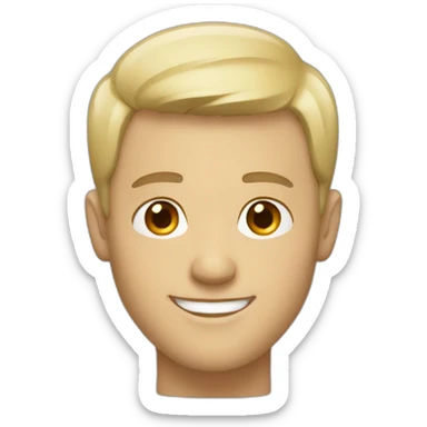 White man with short hair and smile sticker