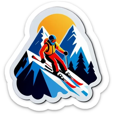 I want a mountain with skieur sticker