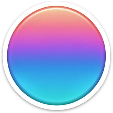 Credit coin in gradient of turquoise, blue, pink, purple, and coral as the main surface sticker