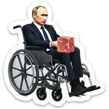 holding meat cube wheelchair raw vladimir putin sticker