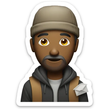 Man with homeless sign sticker