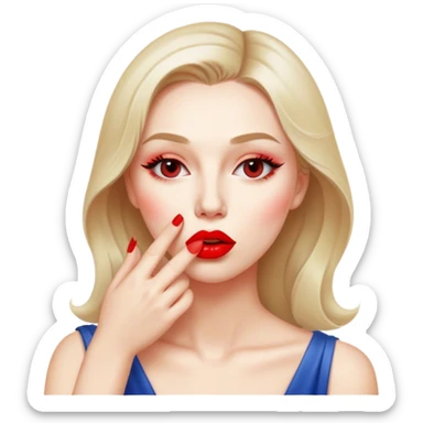 Lady wiping her kiss sticker