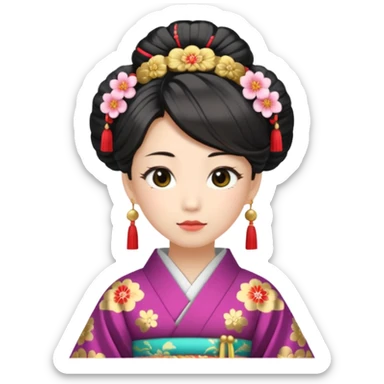 Japanese Princess with kimono in ceremonial robe sticker