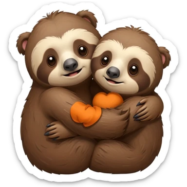 a sloth and a bear hugging sticker