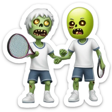 two-zombies-playing-tennis sticker