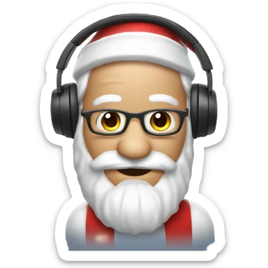 Santa clause with headphones and fairy lights sticker