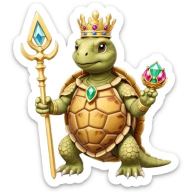 royal staff tortiose with scepter in left hand sticker
