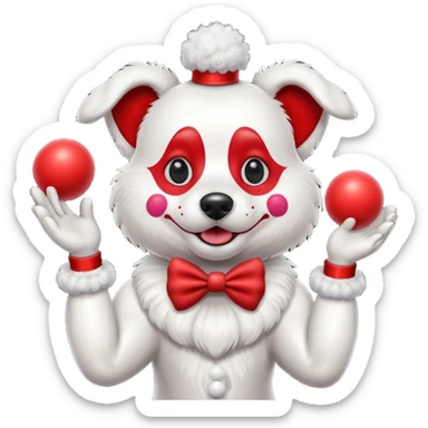 a Circus clown cute dog juggling two metal ball sticker