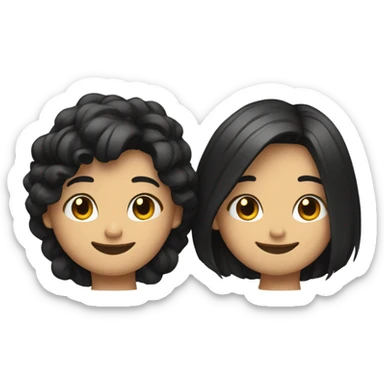 smiling duo with black hairstyle sticker