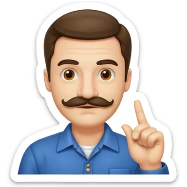 un uomo baffuto spocchioso con il dito alzato e con sguardo compiaciuto da chi la sa lunga sticker