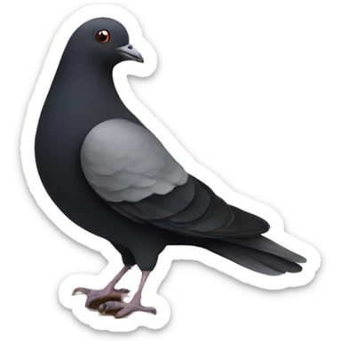 a black pigeon holding a cup of tea sticker