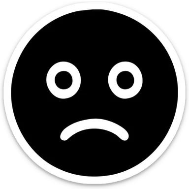 darkened yellow emoji face with wide, sad eyes and a frown, icon style sticker