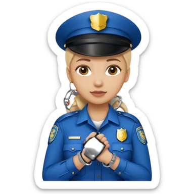 police woman hand cuffs one hand sticker