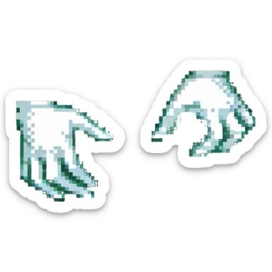pixel art of hands showing the pasha technique, minimal and recognizable sticker