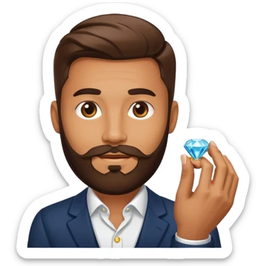 Man with beard holding engagement ring  sticker