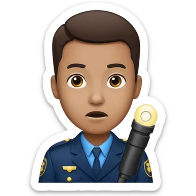 Movie theatre usher with flashlight looking scared sticker