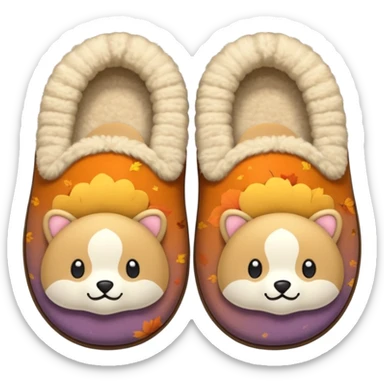 cozy beige autumn slippers sticker