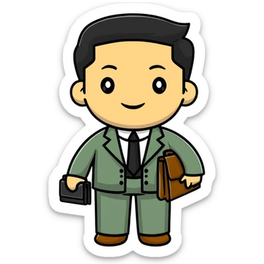 Professional Pakistani diplomat in traditional formal clothing with briefcase sticker