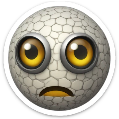 3d sphere with a cartoon futuristic skin texture with big kind eyes sticker