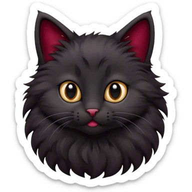 black kitten with a burgundy knot sticker