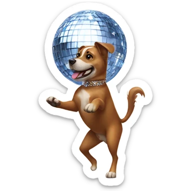 Dog dancing to disco ball sticker