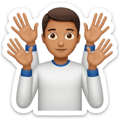 A Man holding 6 in one hand, 7 in the other Hand.  sticker