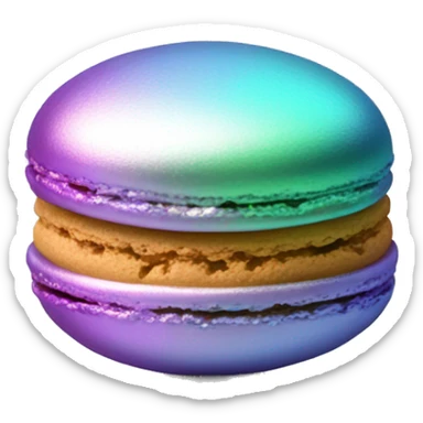 Realistic metallic silver macaroon with gradient colorful filling  sticker